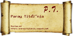 Paray Titánia névjegykártya